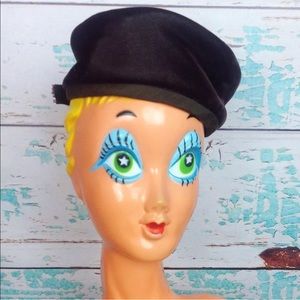 Chocolate Brown Velvet Pillbox Hat Round Womens Vintage 50s 60s Made in USA